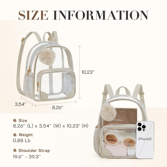 Anti-theft Clear Backpack, Small Mini Clear Bag for Sport Event Concert with Cute Fur Ball | Michaels Anti-theft Clear Backpack, Small Mini Clear Bag for Sport Event Concert with Cute Fur Ball | Michaels